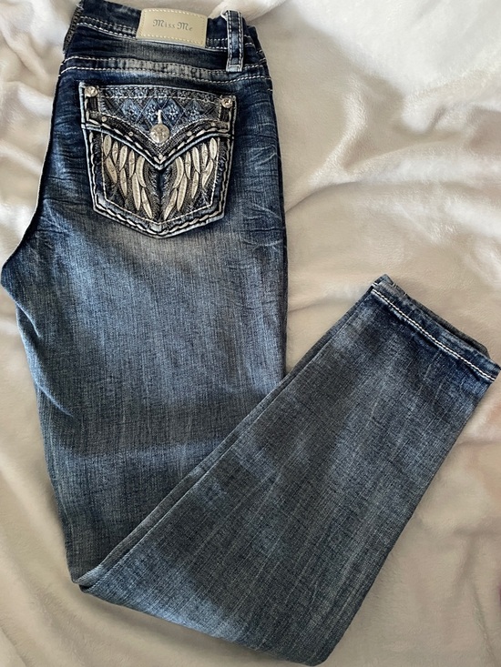 Miss Me Denim - Miss Me Dark Indigo Embroidered Pocket Skinny Jeans
